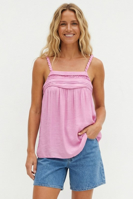 Yoke braided cami tank top
