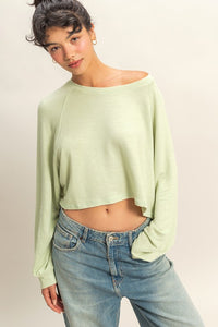 Ellie’s cropped oversized sweatshirt-Green