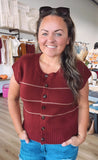 Stripes all around knit cardigan vest