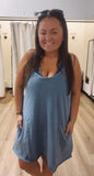 Melanie’s Mineral Washed Knit Mini Dress with Shorts Inside-Denim