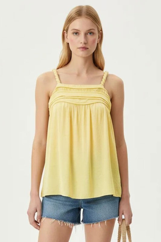 Yoke braided cami tank top