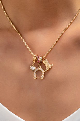 Western rhinestone horseshoe charm necklace
