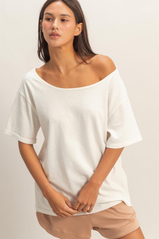 Boat neck off the shoulder loose top