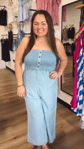 Sunshine smocked wide leg jumpsuit