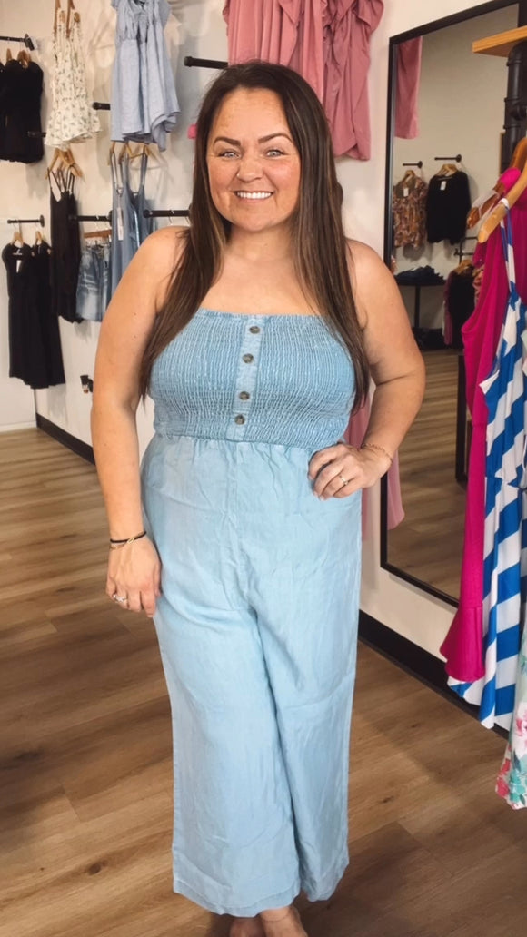 Sunshine smocked wide leg jumpsuit