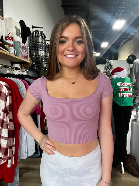 Kenzies ribbed squared neck crop top
