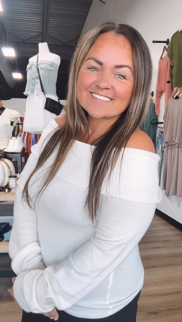 Off the shoulder long sleeve top