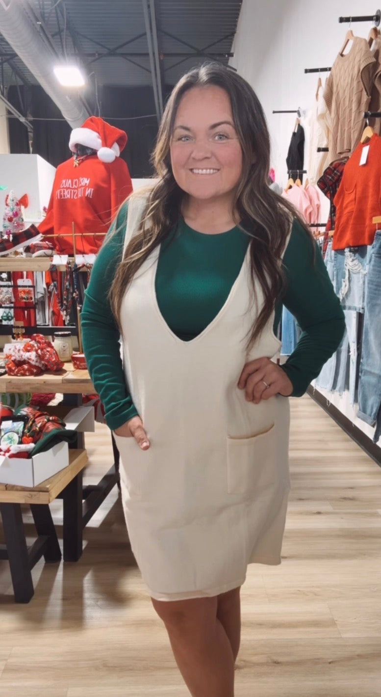 V neck sleeveless knit dress