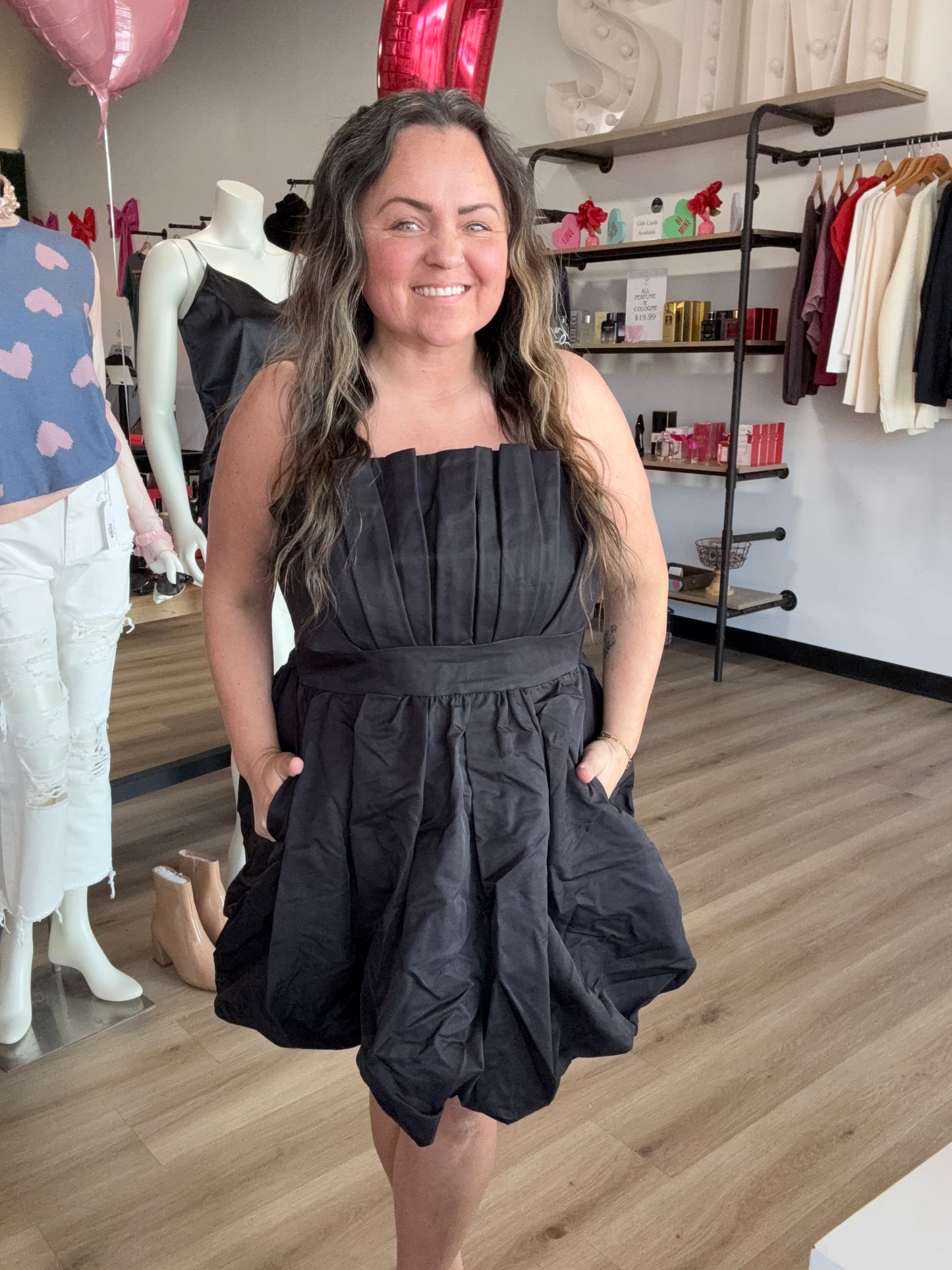 After Hours Bubble Hem Mini Dress