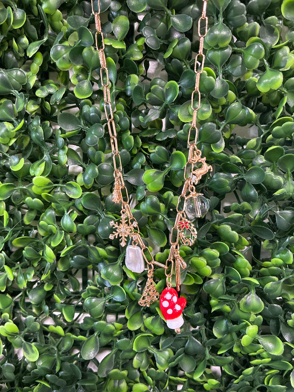 Christmas tree,mitten,Rudolph charm necklace