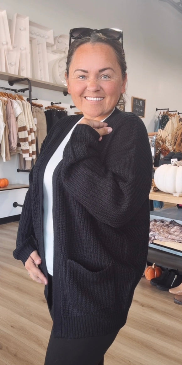 Women's Waffle Knit Open Front Sweater Cardigan