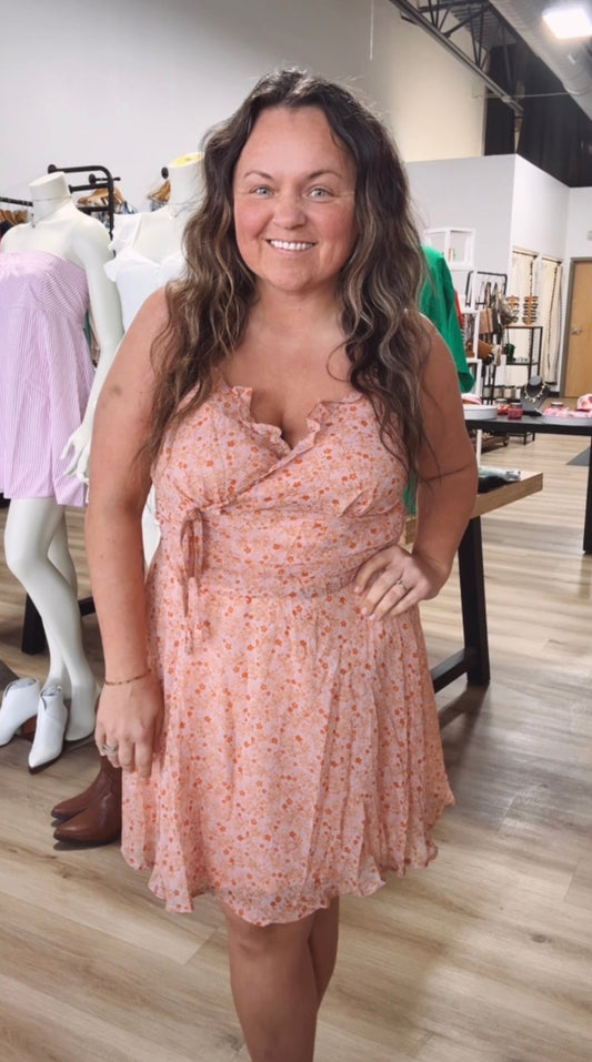 Peach Petals Wrap Dress