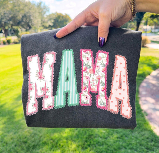 MAMA floral laced tee