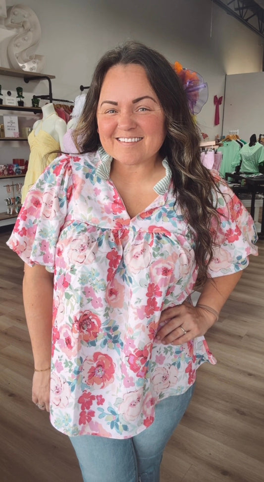 Blushing Garden Babydoll Top