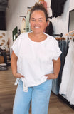 Raw hem Open back top-Ivory