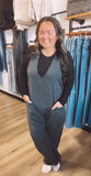 Casual Loose Fit Solid Knit Baggy Jumpsuit: CHARCOAL