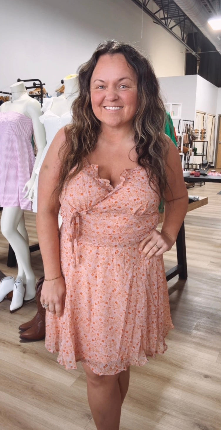 Peach Petals Wrap Dress
