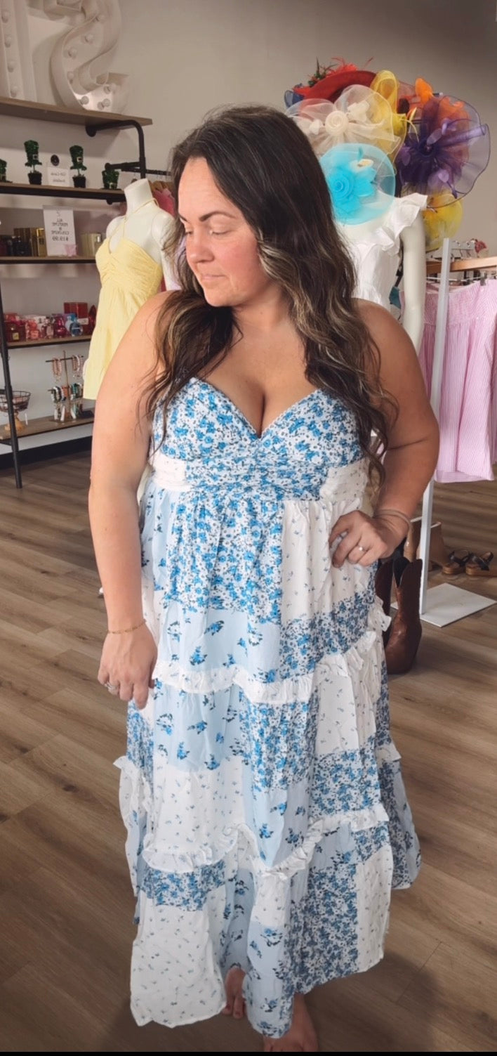 Bluebell patchwork midi dress