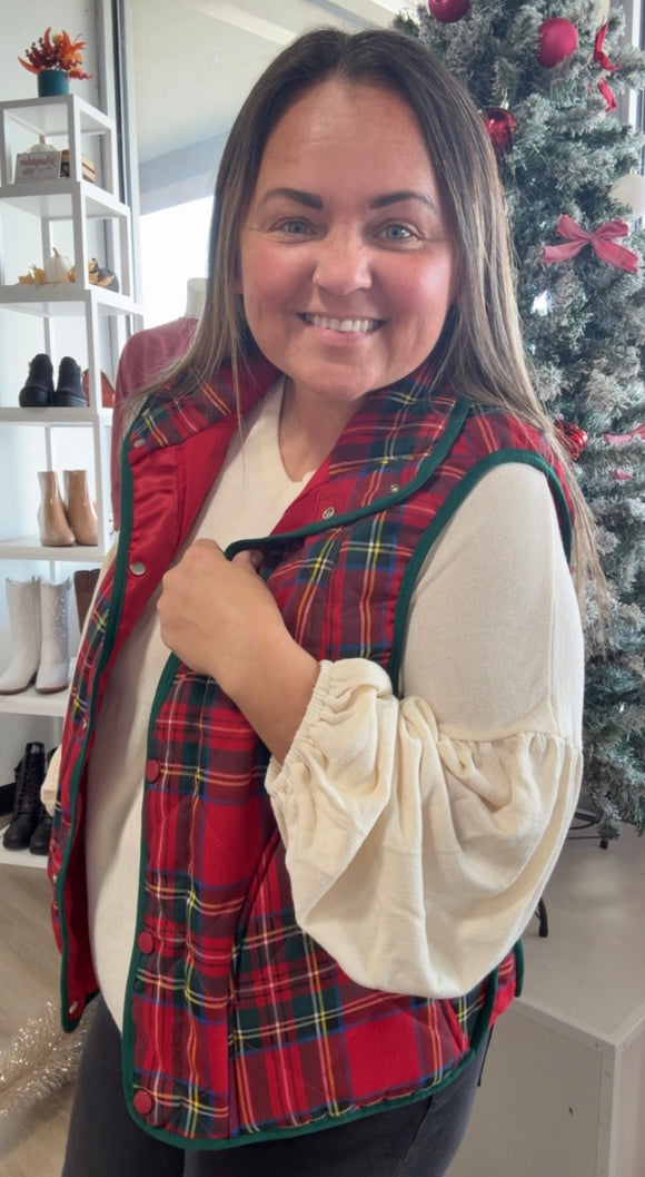 Christmas plaid vest