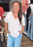Slouchy Short-Sleeve V-Neck Top
