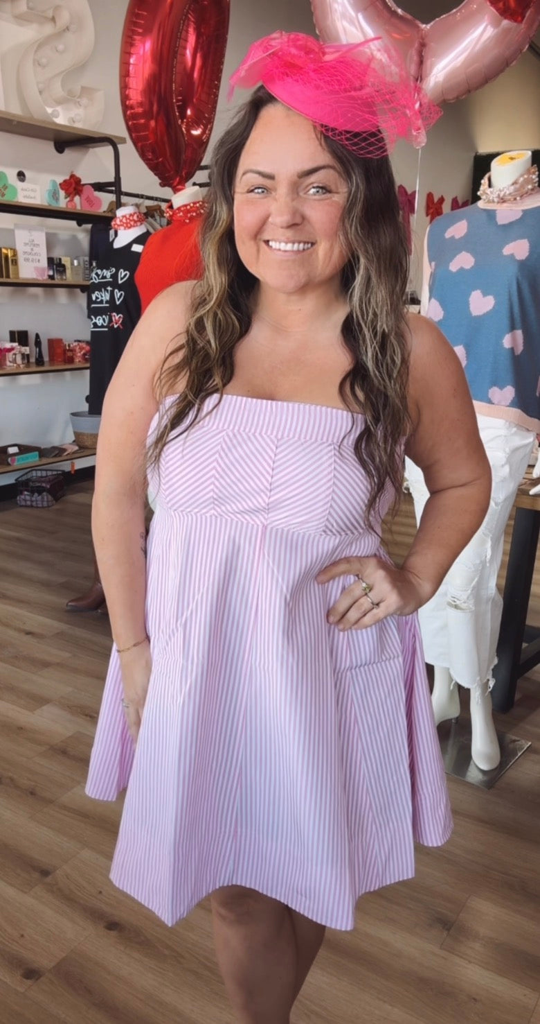 Pink lemonade strapless sundress