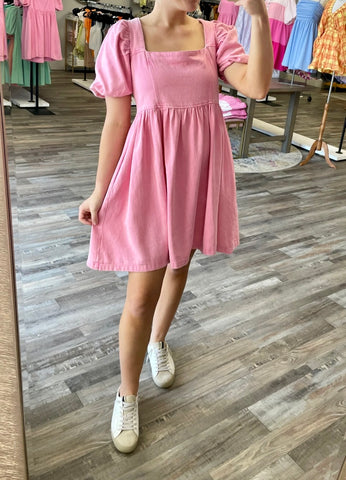 Denim Pink babydoll dress