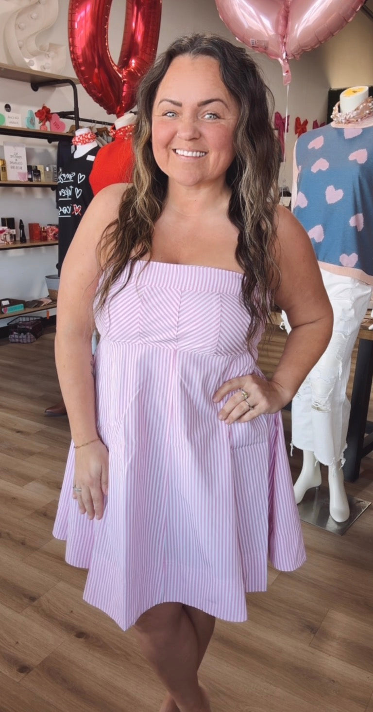 Pink lemonade strapless sundress