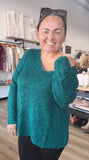 V Neck Long Sleeve Top Loose Pullover lightweight Sweater