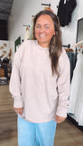 Mineral Washed Drop Shoulder Long Sleeve Tee-Taupe