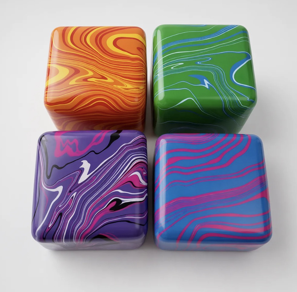 Tie dye cube squishy toy