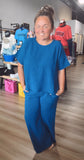 Call me a Slub pant set-Blue