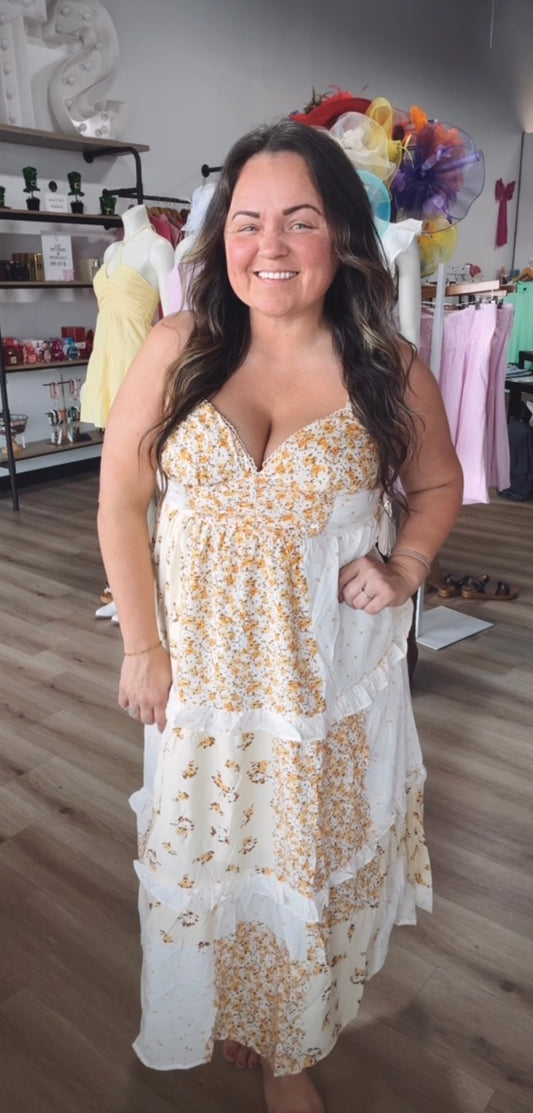 Golden Meadow Midi Dress