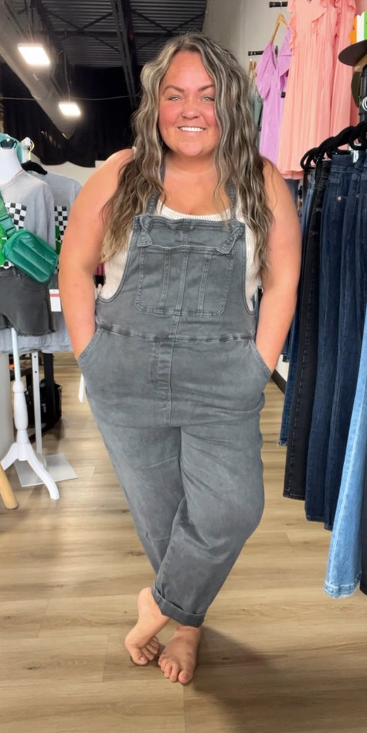 Ask me out acid wash overalls