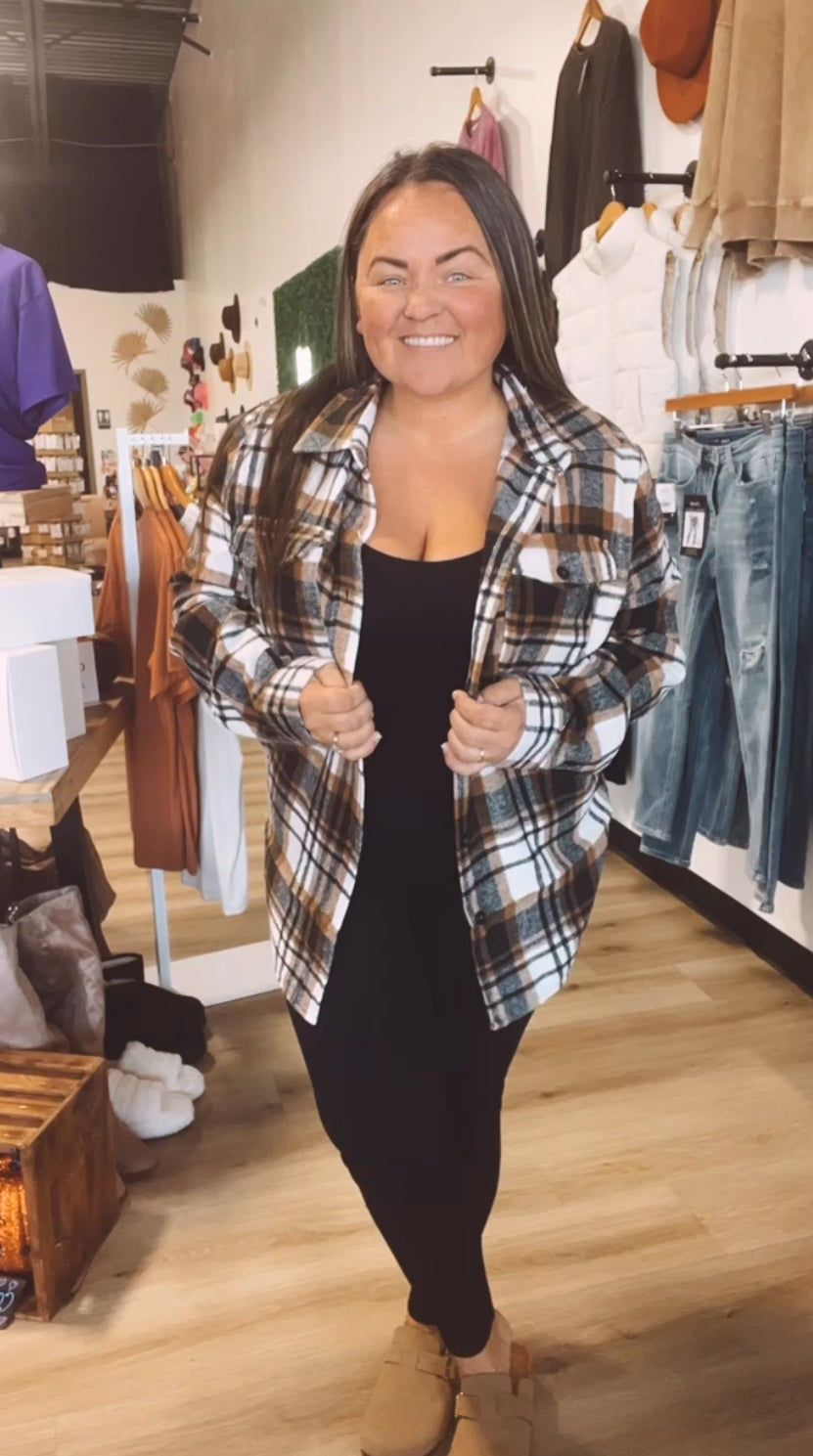 Boyfriend Oversized Soft Flannel Shacket-Ivory