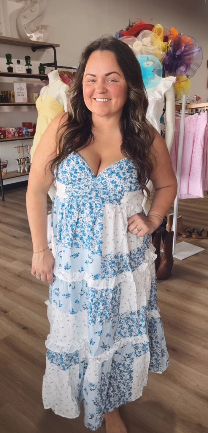 Bluebell patchwork midi dress