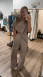 Call me a Slub pant set-Mocha