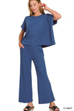 Call me a Slub pant set-Blue