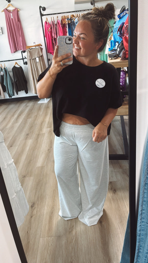 Wide leg heather grey sweatpants