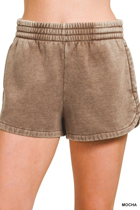Acid washed dolphin stitch shorts