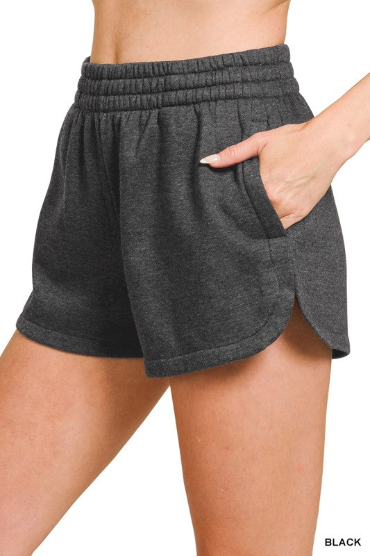 Acid washed dolphin stitch shorts