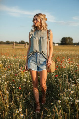 Boho babydoll ruffle top
