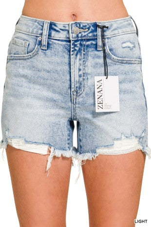 Dilly’s distressed light wash shorts