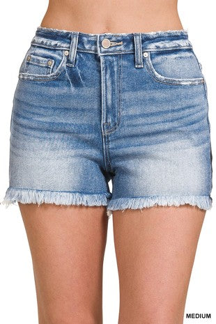 Melanies Mid rise raw hem shorts