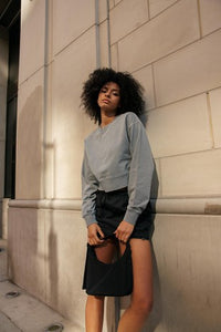 Cropped washed sweater