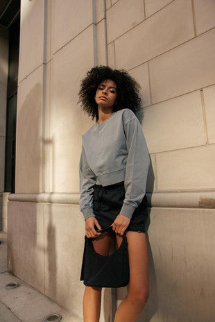 Cropped washed sweater