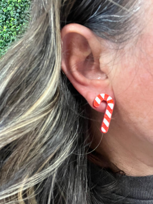 Candy cane acrylic stud earrings