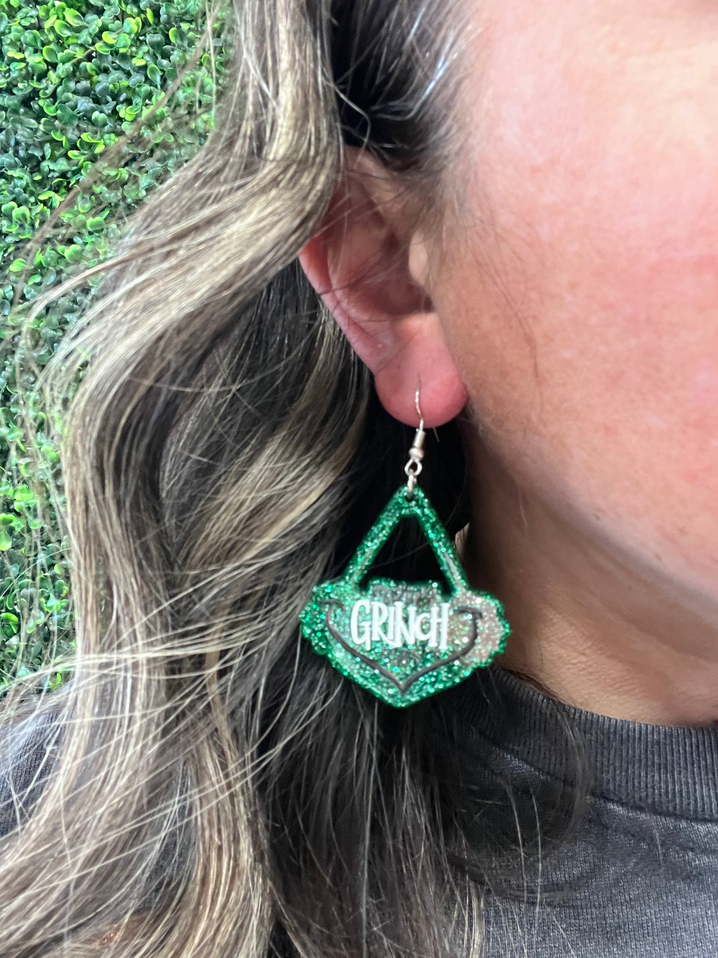 Christmas green mean guy Acrylic Dangle Earrings