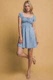 Smocked denim babydoll dress