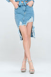 Kenzies denim destroyed skirt