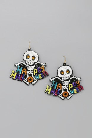 Happy Halloween skeleton earrings